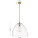 Downtown Urban Crown Point 1 Light 16 inch Brushed Brass Pendant Ceiling Light