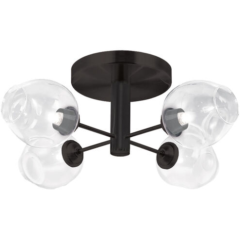 Abii 4 Light 20.5 inch Matte Black with Clear Semi-Flush Mount Ceiling Light