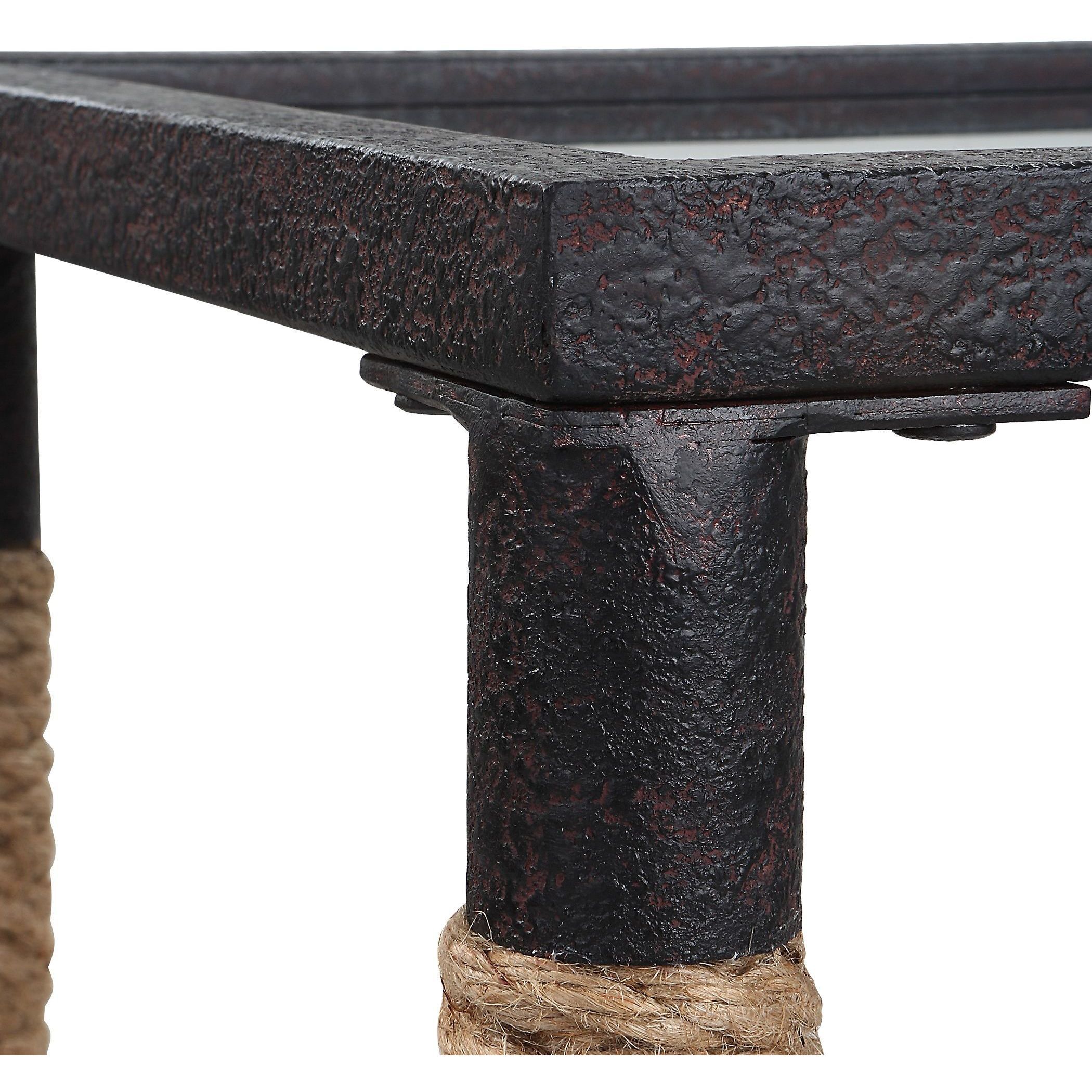 Braddock 52 inch Rustic Iron and Natural Fiber Rope Console Table