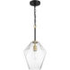 Avante Grand 1 Light 9 inch Flat Black/Satin Brass Pendant Ceiling Light