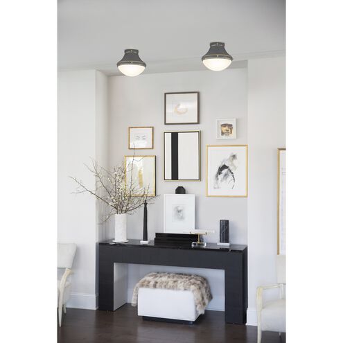 Oliver LED 15.75 inch Dark Matte Grey with Bright Brass Indoor Flush Mount Ceiling Light