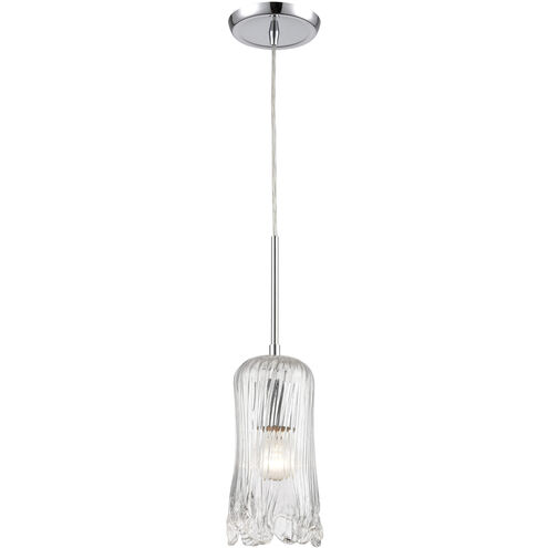 Hand Formed Glass 1 Light 5 inch Polished Chrome Mini Pendant Ceiling Light