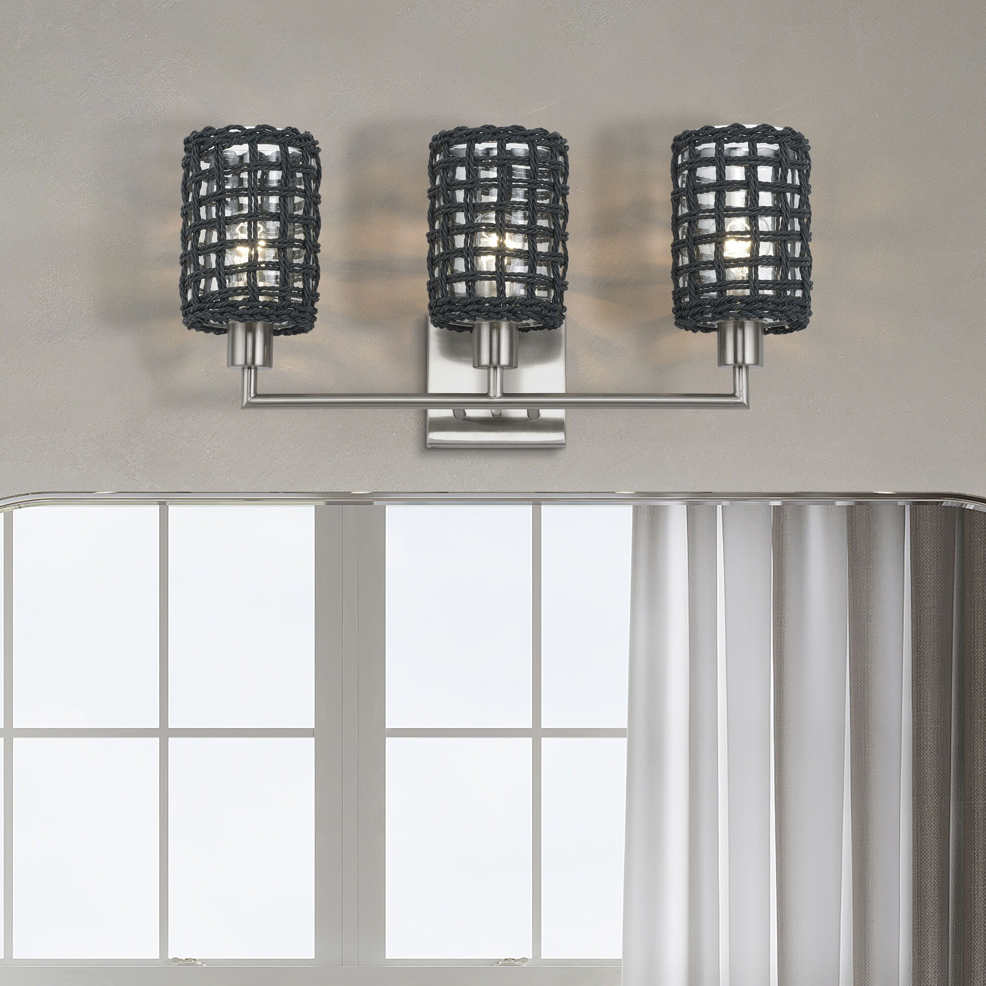 Twinewell 3 Light 23 inch Brushed Nickel Vanity Wall Sconce Wall Light