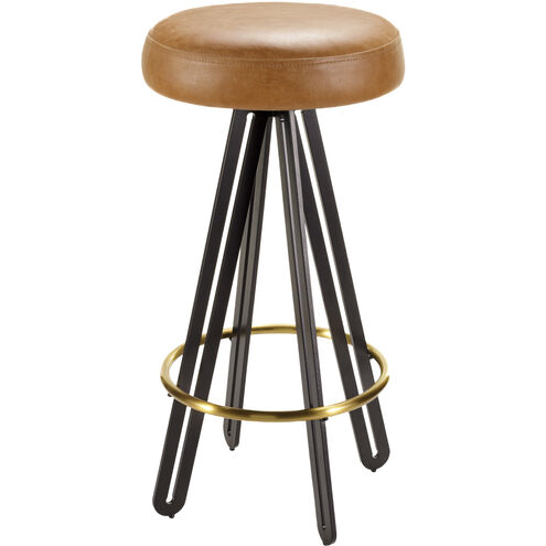 Oberon 27.5 inch Upholstery: Brown; Base: Black/Metallic - Brass Bar Stool