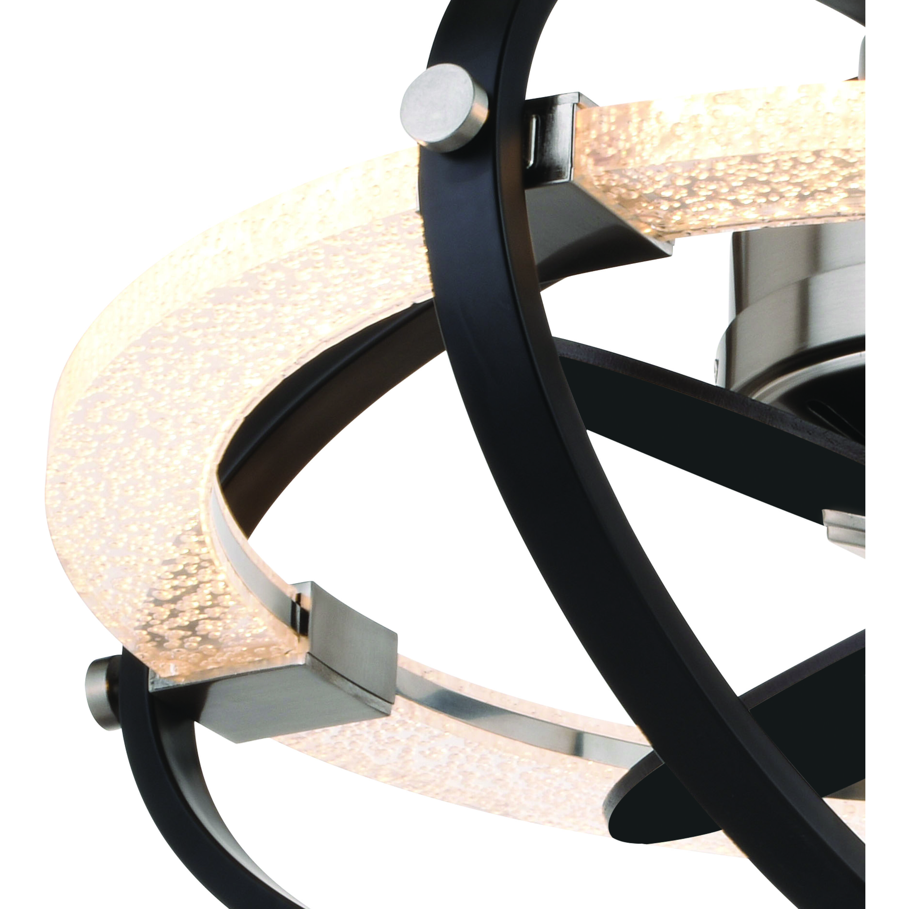 Galileo 7.72 inch Satin Nickel and Black with Matte Black Blades Ceiling Fan