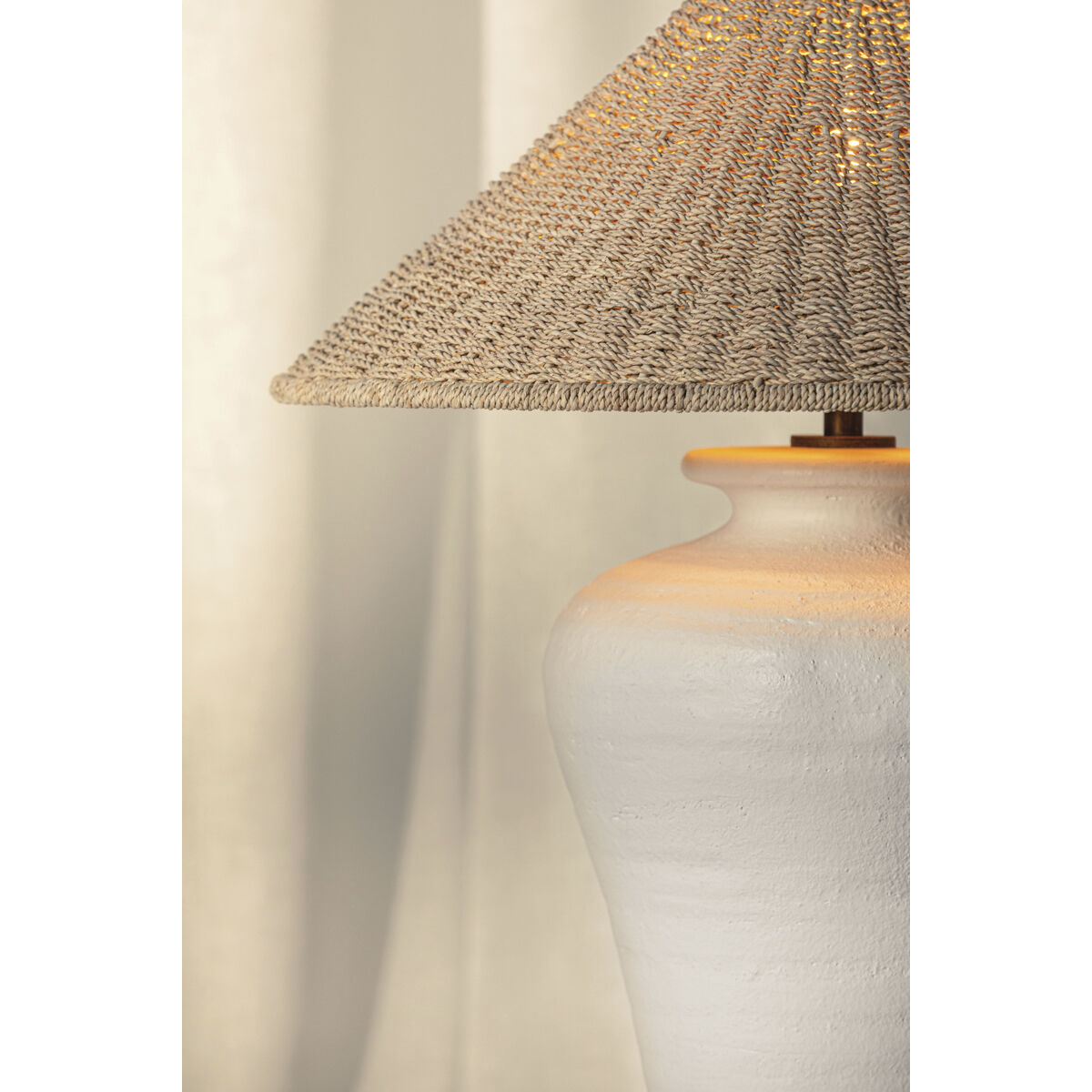 Pezante 30 inch 15.00 watt Patina Brass Ceramic Loft White Table Lamp Portable Light