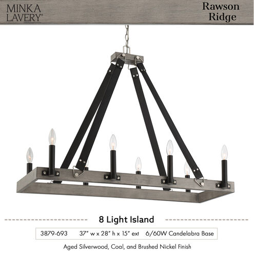 Rawson Ridge 8 Light 37 inch Aged Silverwood/Coal Island Light Ceiling Light