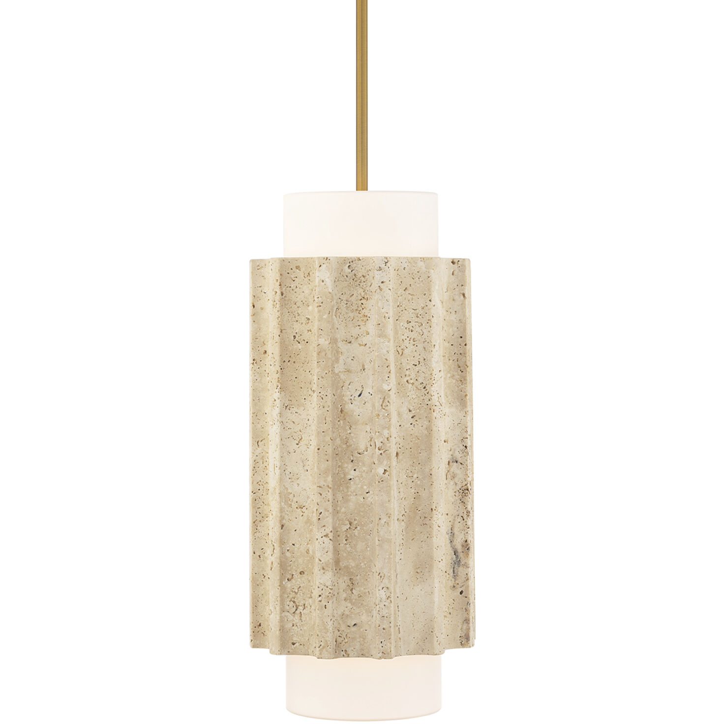 Caviar LED 7 inch Beige Travertine and Aged Brass Indoor Hanging Lighting Ceiling Light in 3500K