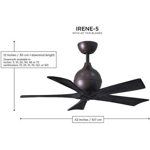 Atlas Irene-5 42 inch Matte Black with Matte White Blades Ceiling Fan, Atlas