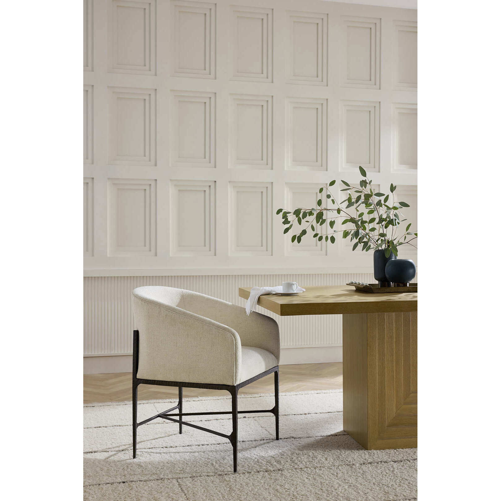 Osbourne Oxford White and Blackened Iron Dining Chair