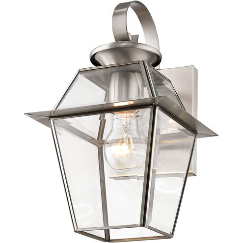 Westover 1 Light 13 inch Brushed Nickel Outdoor Wall Lantern