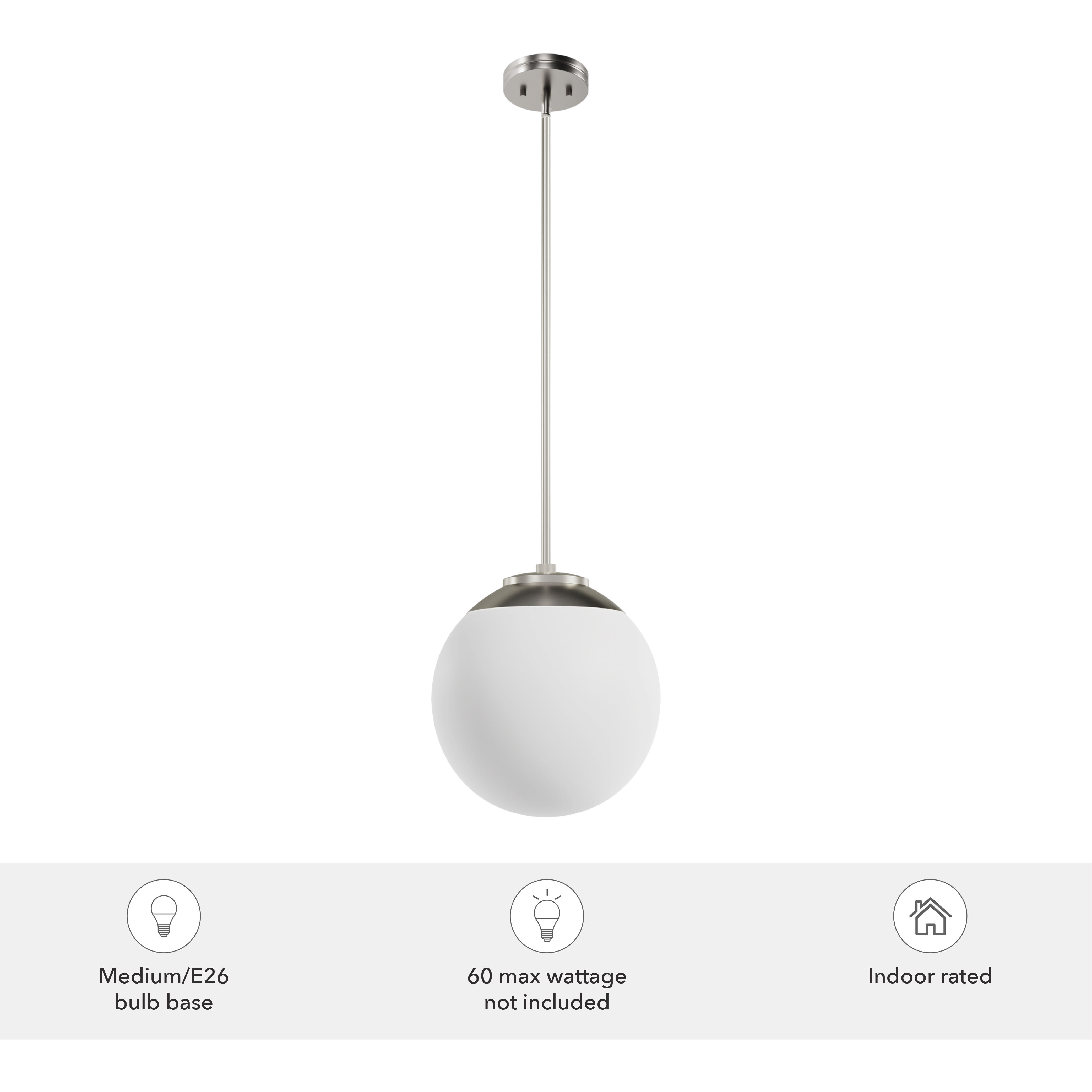 Hepburn 1 Light 12 inch Brushed Nickel Pendant Ceiling Light, Medium