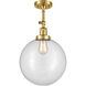 Franklin Restoration XX-Large Beacon 1 Light 12 inch Satin Gold Semi-Flush Mount Ceiling Light in Clear Glass, Franklin Restoration