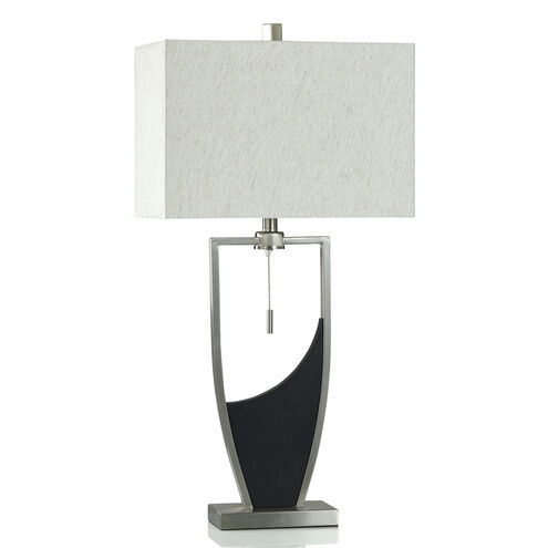 Cameron 33.25 inch 100 watt Black and Brushed Steel Table Lamp Portable Light