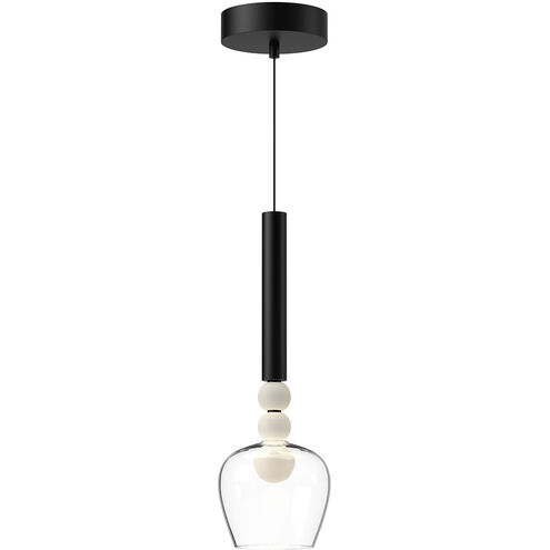 Rise LED 5.75 inch Black Pendant Ceiling Light in Black and Clear