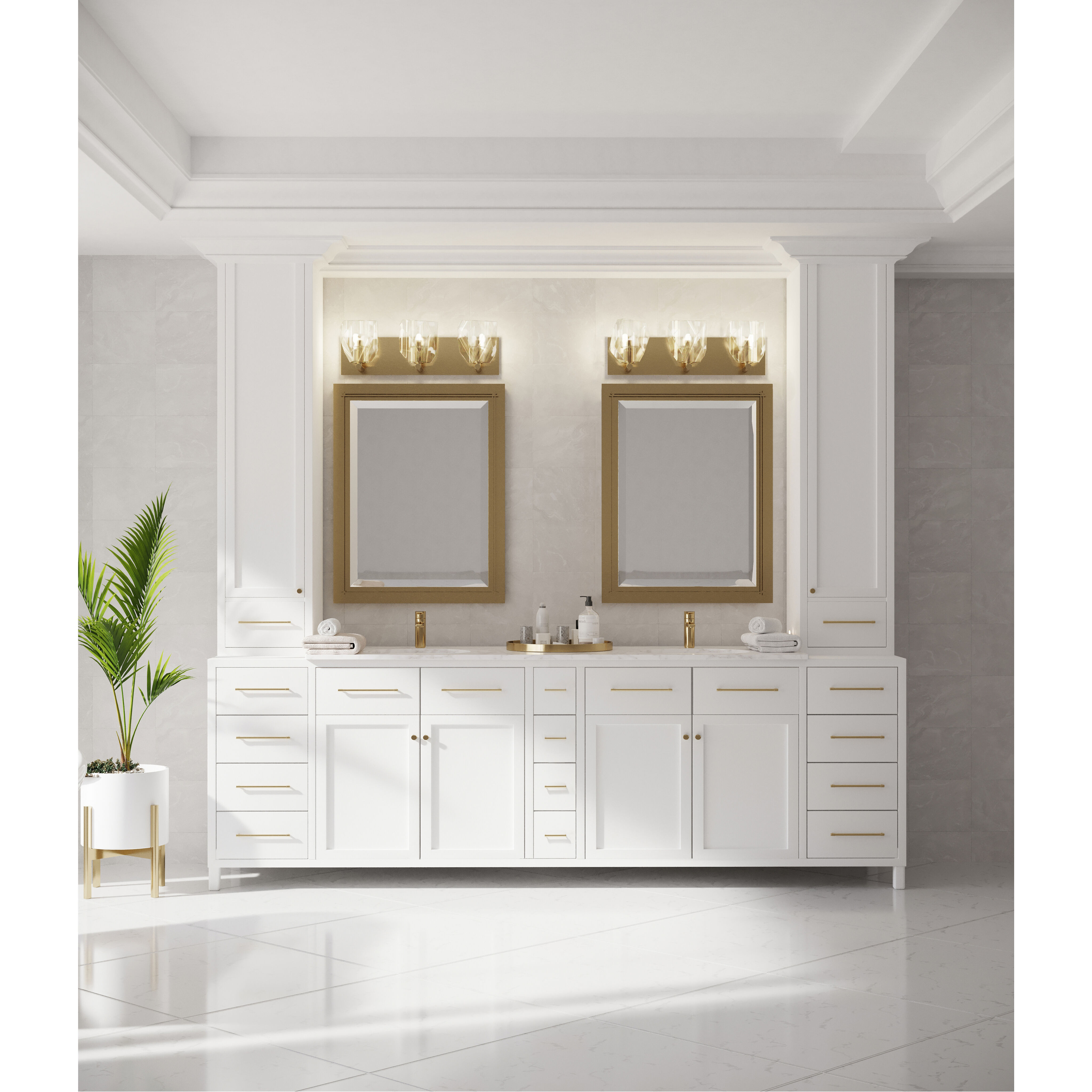 Gatsby 3 Light 21 inch Modern Brass Bath Sconce Wall Light