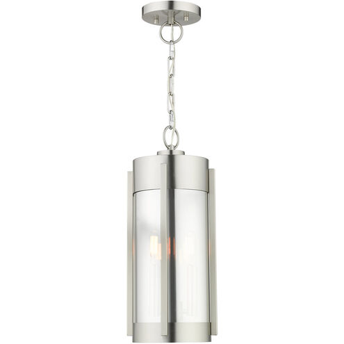 Westover 3 Light 12 inch Brushed Nickel Outdoor Pendant Lantern
