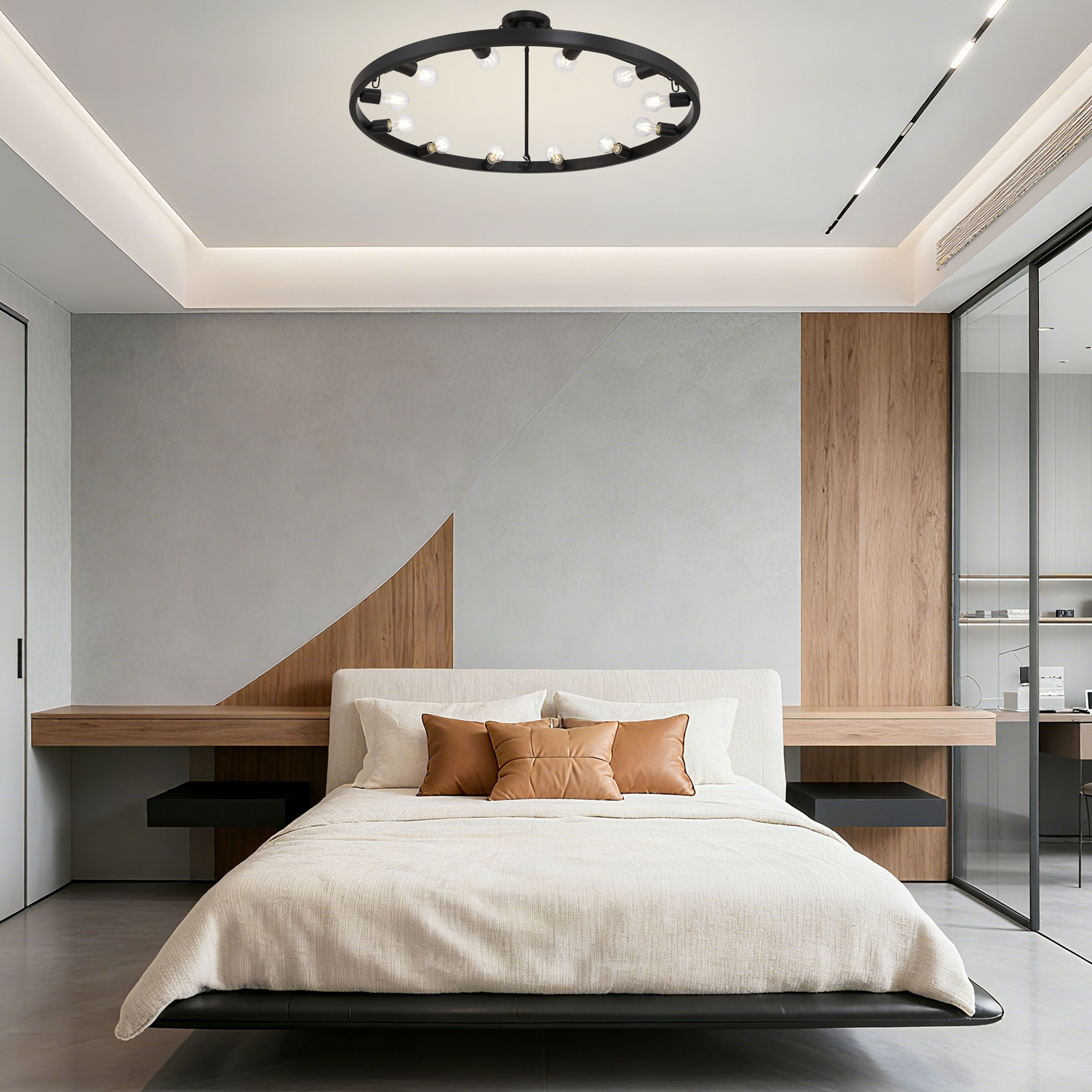 Castile 12 Light 40 inch Matte Black Semi-Flush Mount Ceiling Light