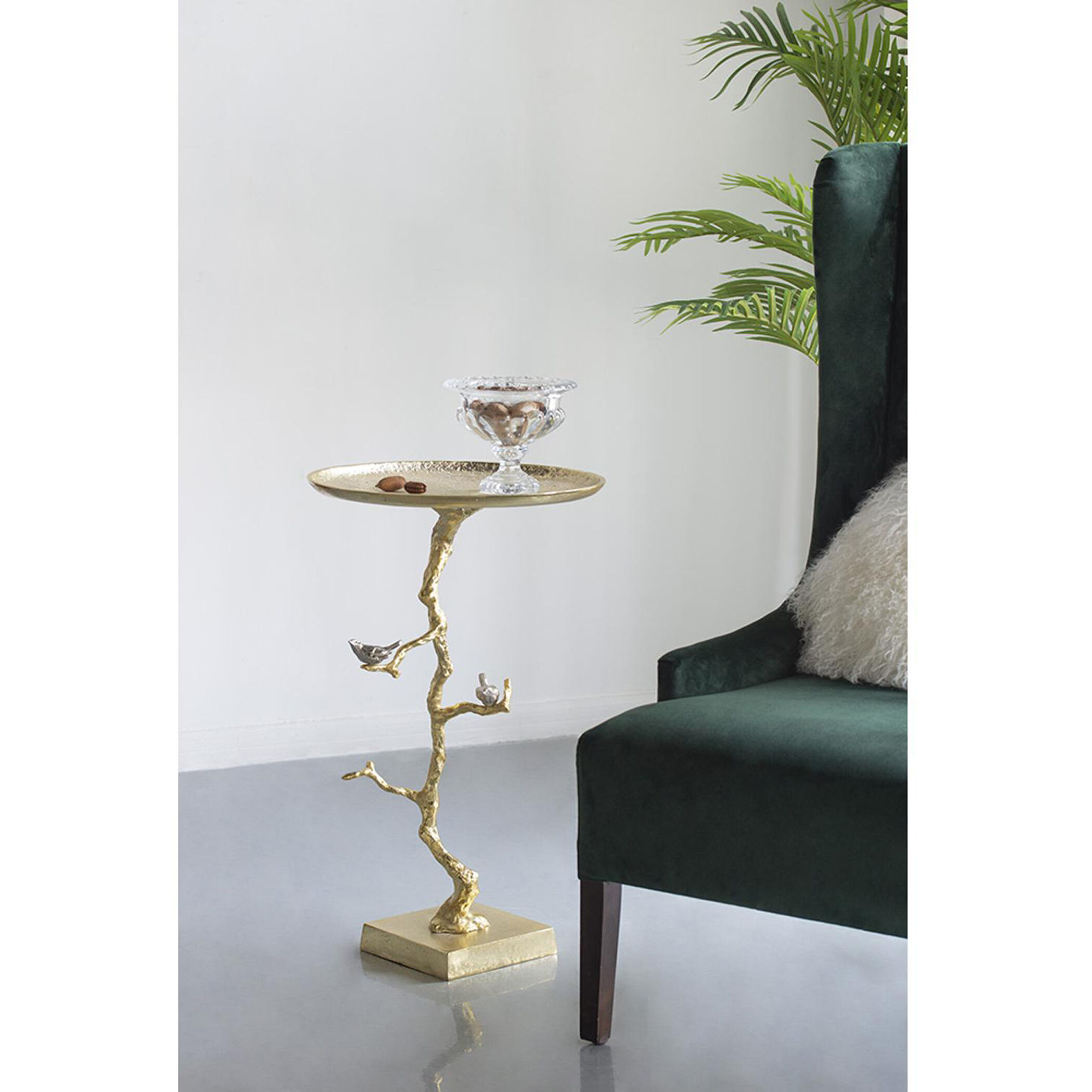 Welling Demilune Table in White/Gold