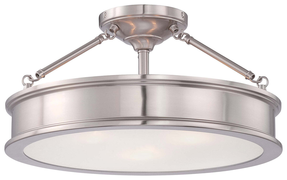 Harbour Point 3 Light 19 inch Brushed Nickel Semi Flush Mount Ceiling Light