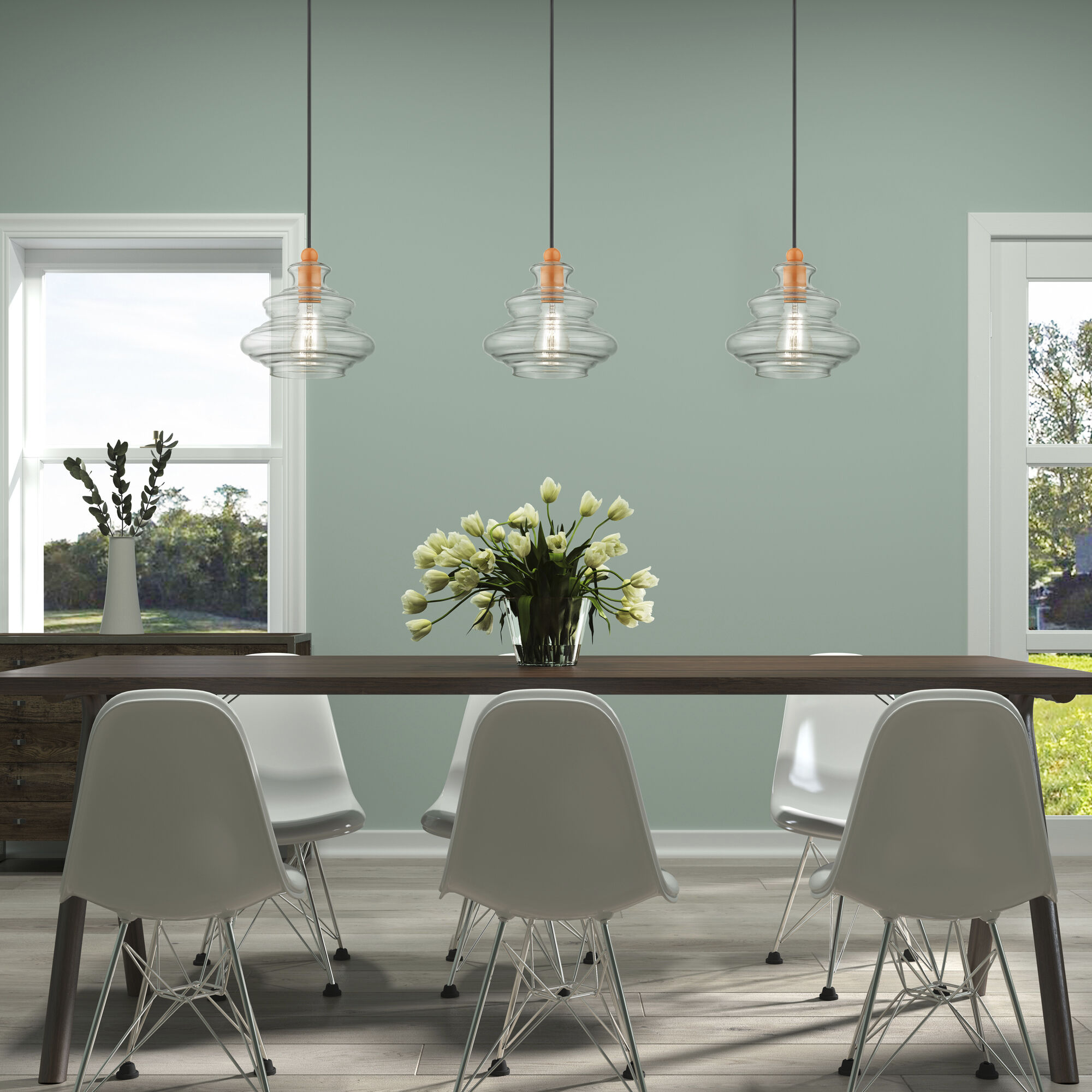 Everett 1 Light 9 inch Shiny Orange Pendant Ceiling Light