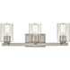 None 3 Light 23 inch Brushed Nickel Bathroom Vanity Light Wall Light