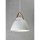 Nordic 1 Light 19 inch Tan Leather and White Single Pendant Ceiling Light