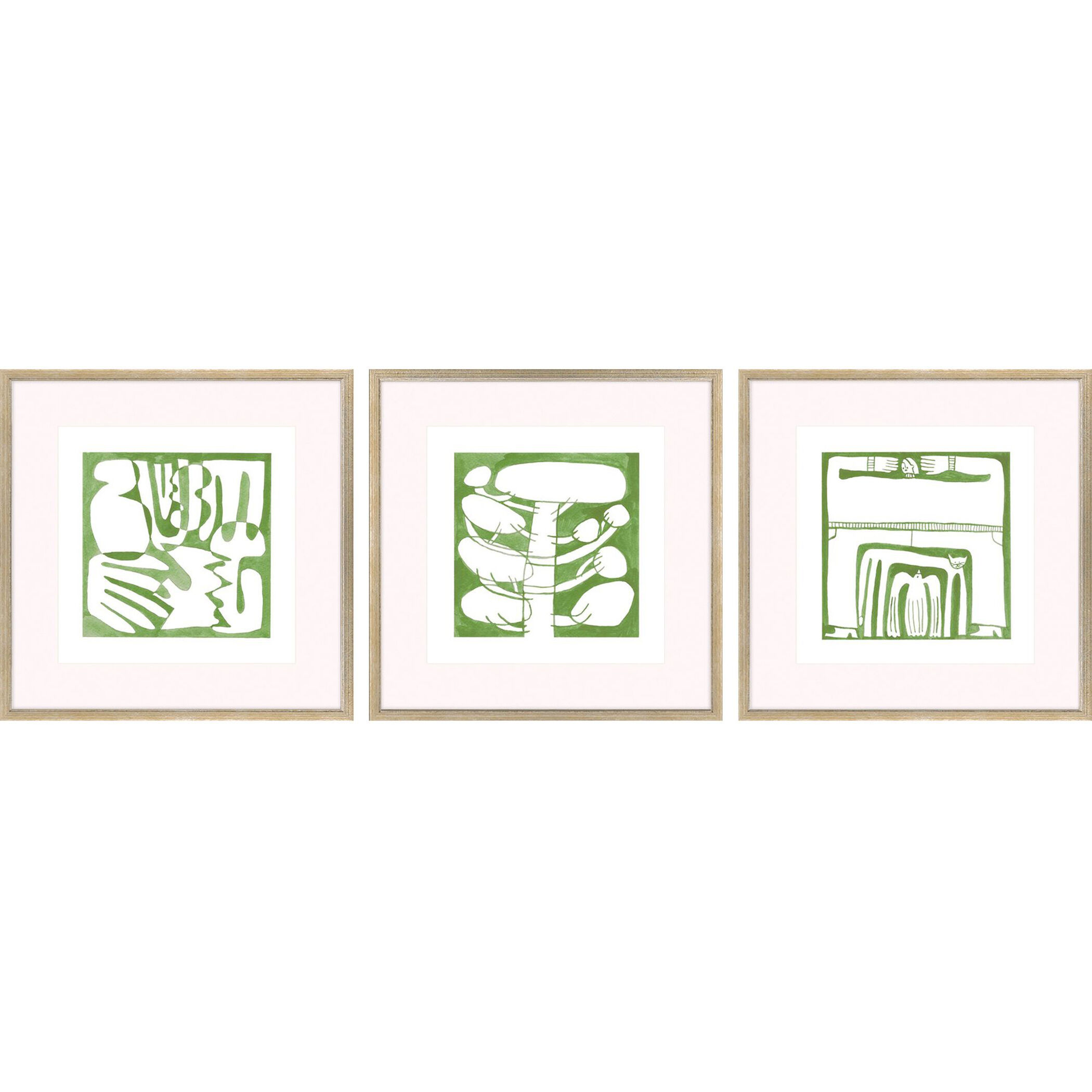 Minimal Moments Green and Multi and White Framed Art