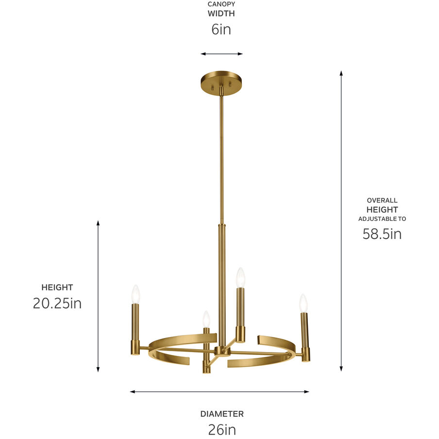 Tolani 4 Light Brushed Natural Brass Chandelier Ceiling Light