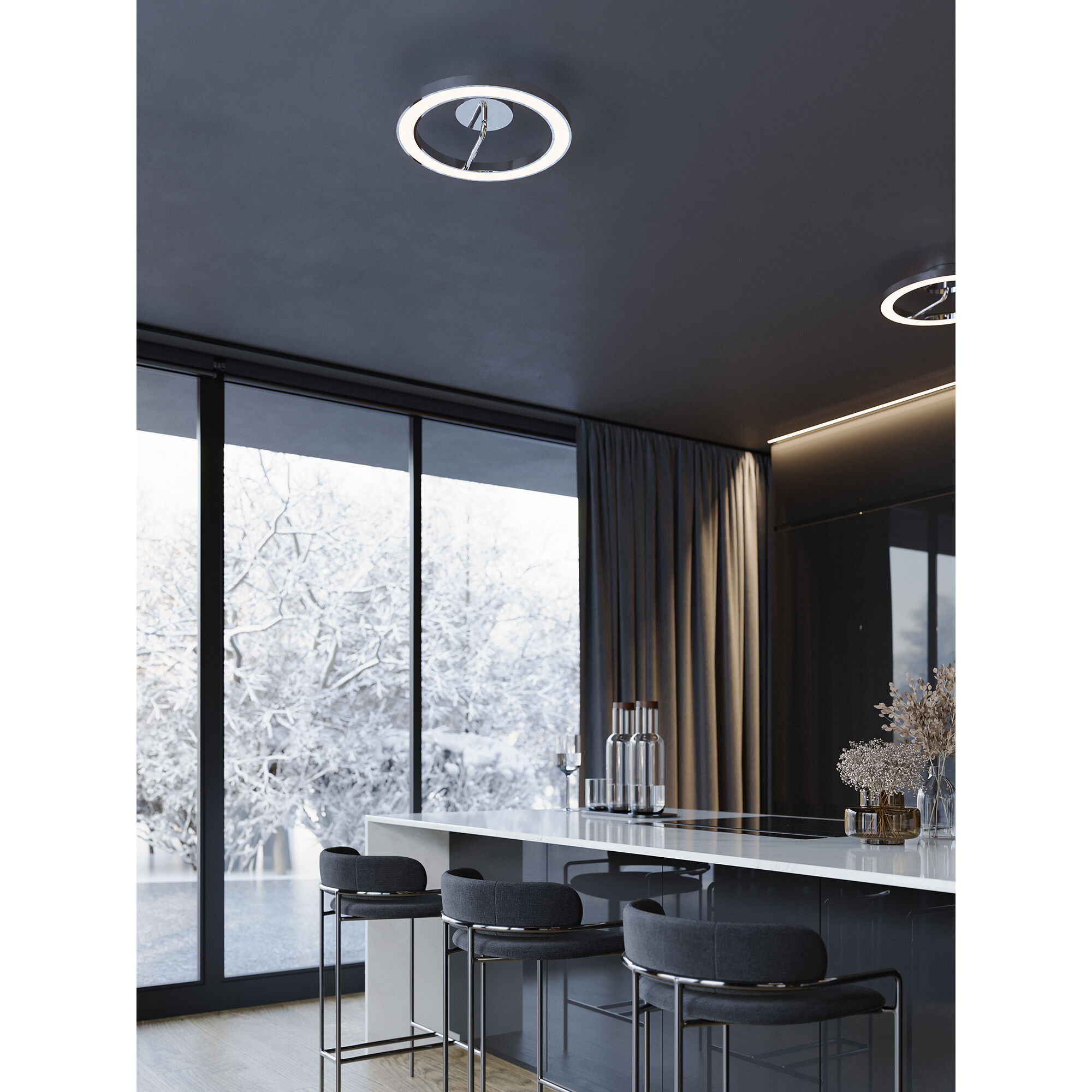 One LED 18 inch Polished Chrome Flush Mount Ceiling Light