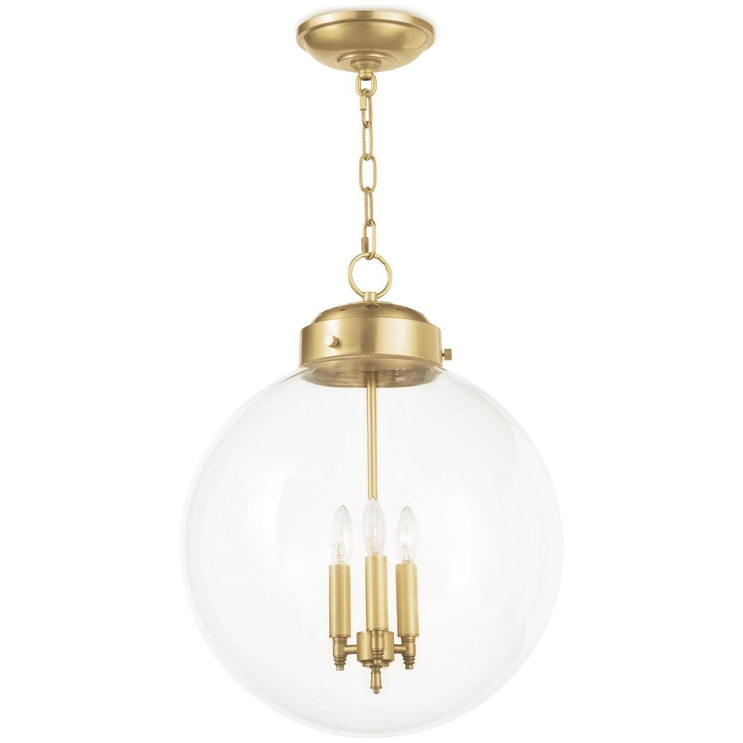 Globe 3 Light 15 inch Natural Brass Pendant Ceiling Light