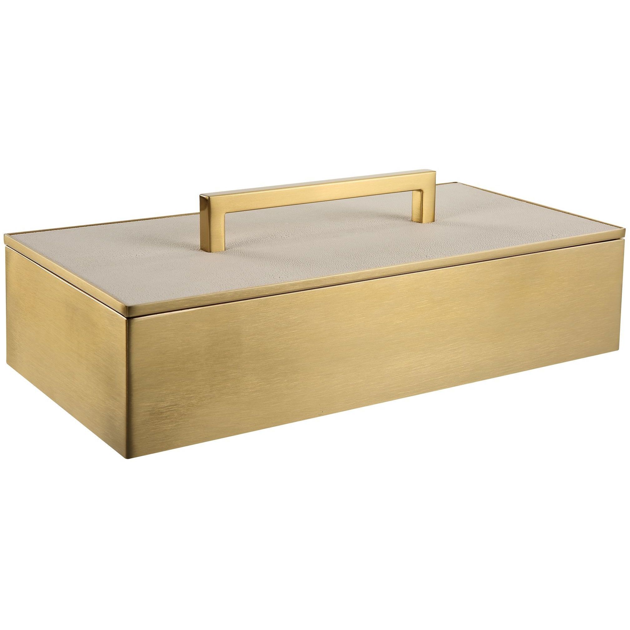Wessex 14 inch Classic Brass and White Faux Shagreen Box