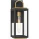 Fenmark 1 Light 16 inch Dark Matte Black and Legacy Brass Outdoor Wall Lantern