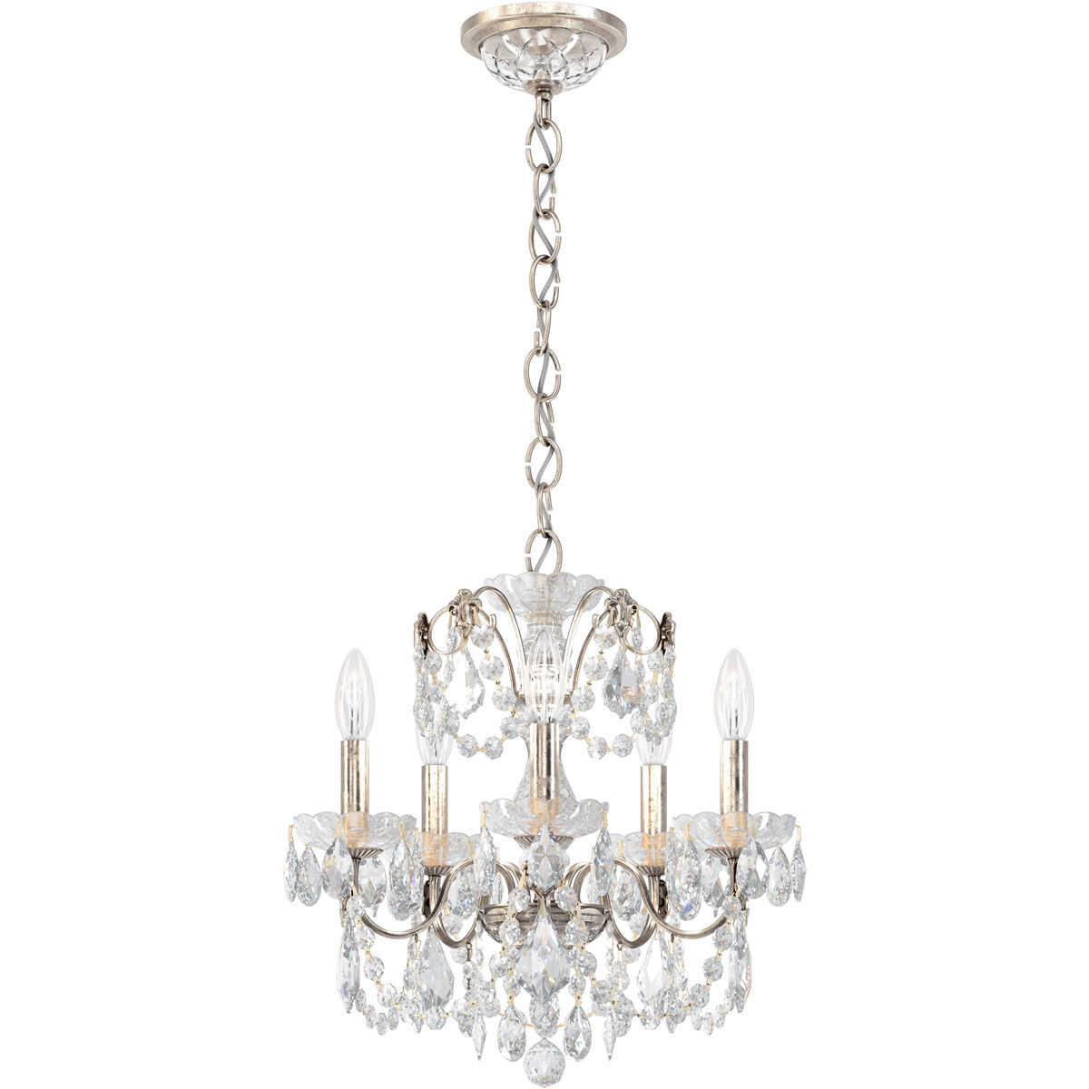 Century 5 Light 17 inch Antique Silver Chandelier Ceiling Light