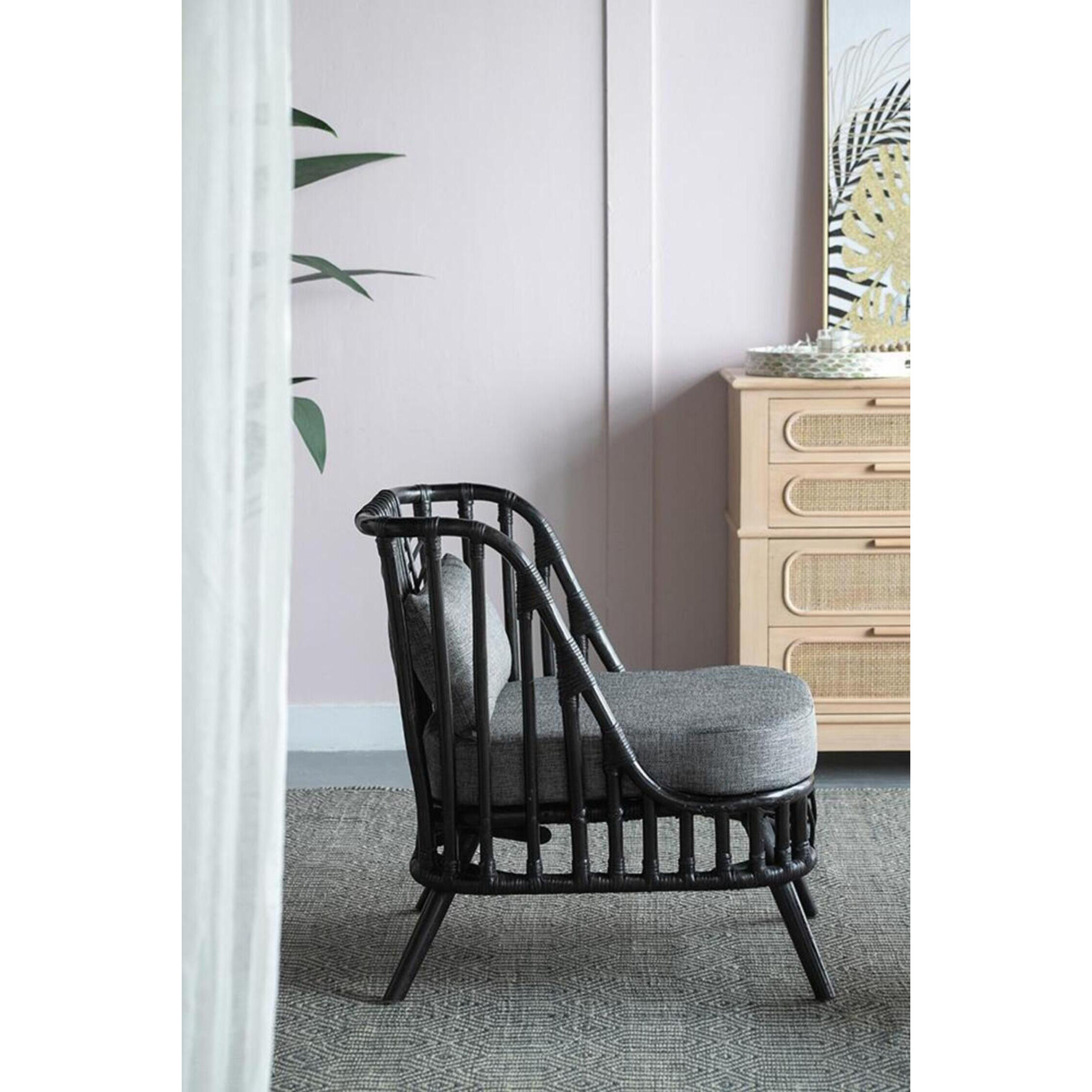 Pagar Natural and Grey Chair, With Cushion