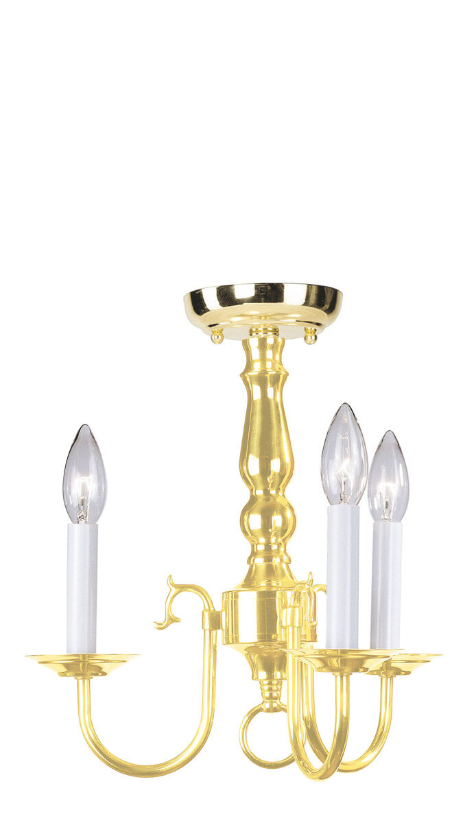 Williamsburgh 3 Light 14 inch Polished Brass Mini Chandelier Ceiling Light