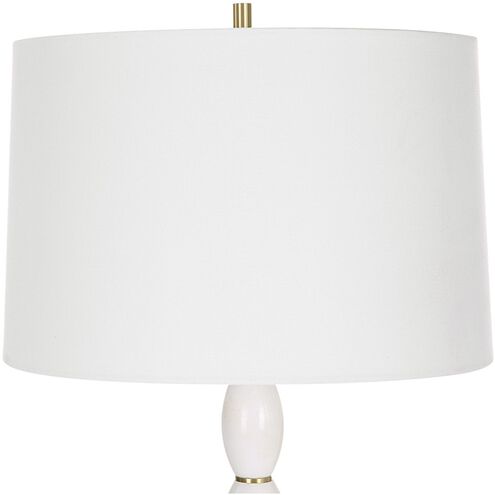 Regalia 31.25 inch 150 watt White Marble and Antique Brushed Brass Table Lamp Portable Light