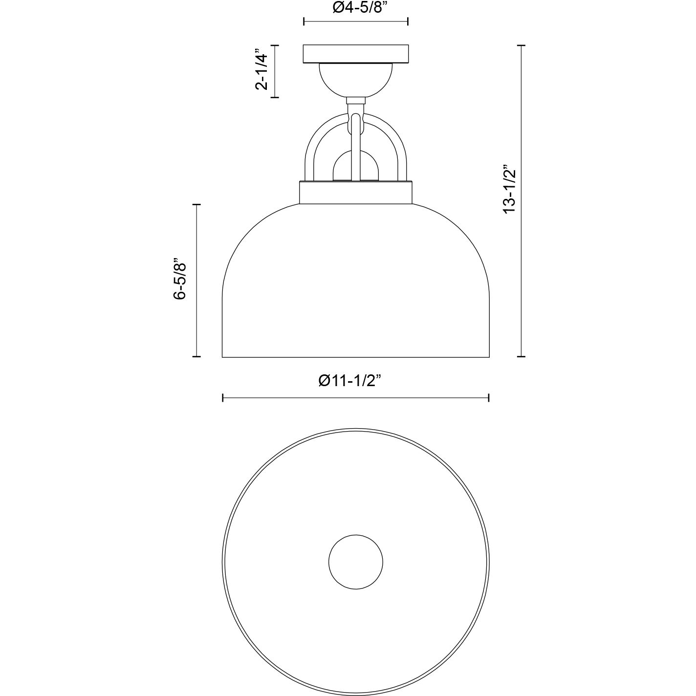 Alora Mood Lancaster 1 Light 11.5 inch Matte Black Semi-Flush Mount Ceiling Light