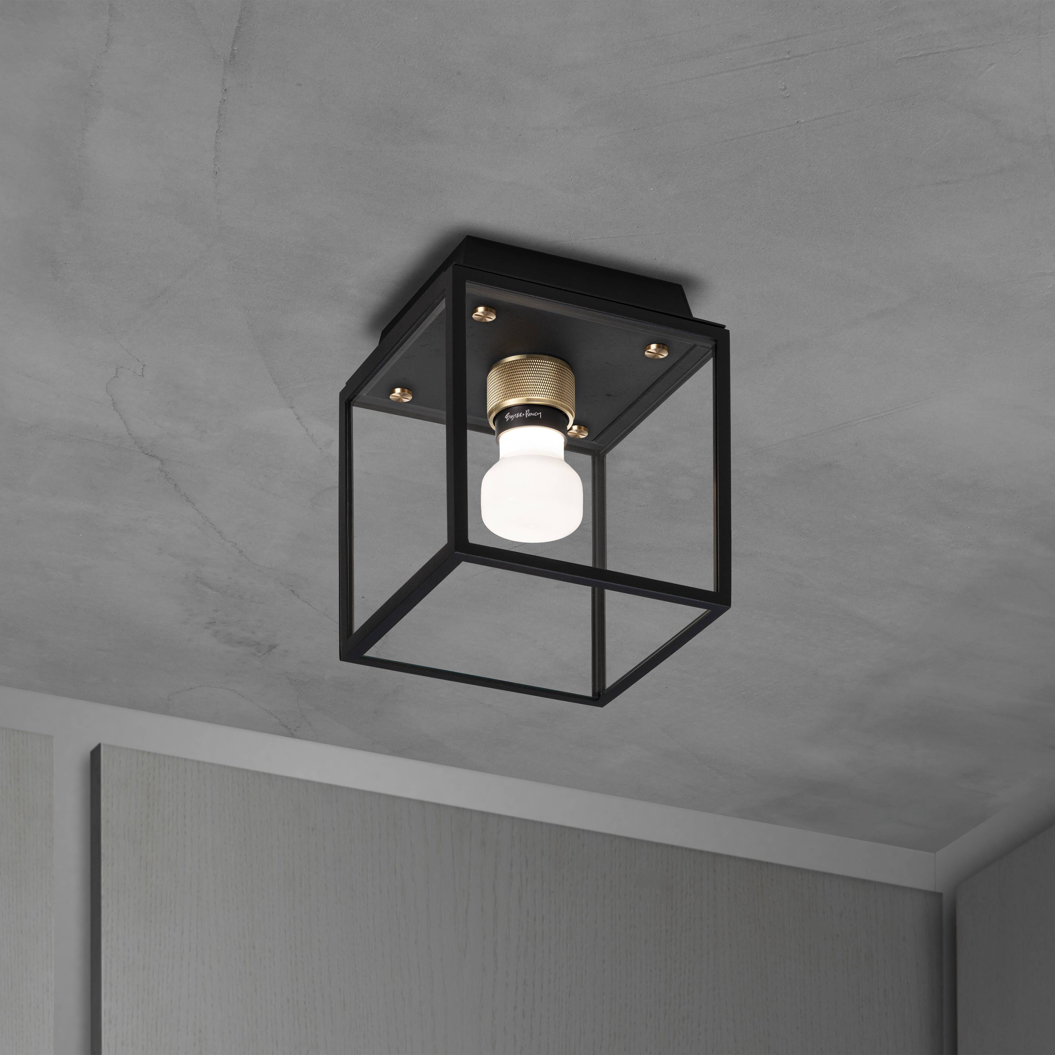 Caged Wet LED 6.81 inch Black / Brass Outdoor Semi-Flush Mount