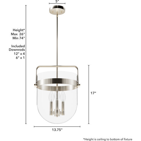 Karloff 3 Light 13.75 inch Brushed Nickel Pendant Ceiling Light