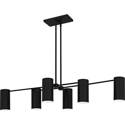 Foreland 6 Light 50 inch Matte Black Linear Chandelier Ceiling Light, Large