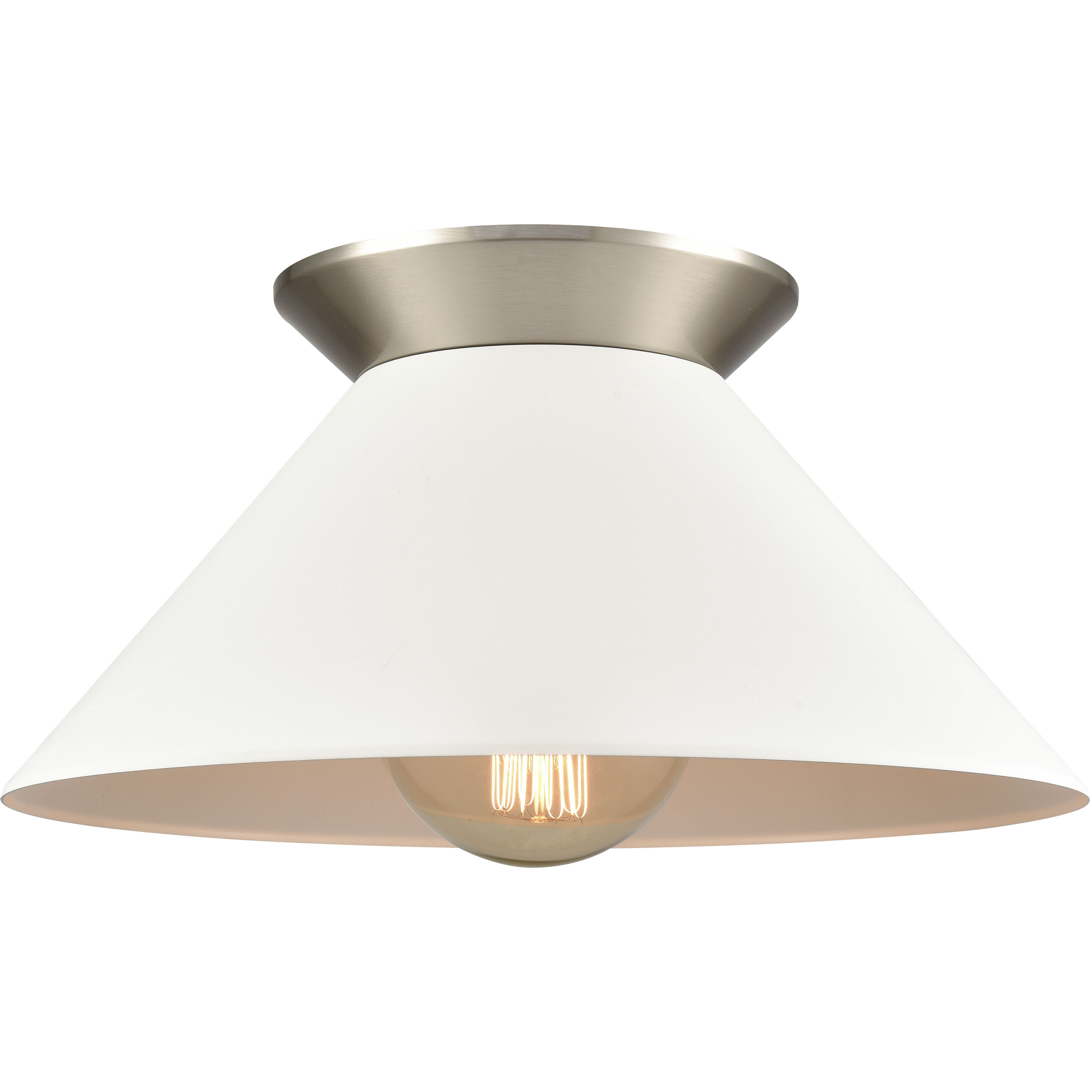 Cavendish 1 Light 16 inch Brushed Nickel with White Semi Flush Mount Ceiling Light