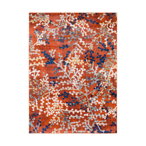 Ararat 87 X 63 inch Bright Orange/Bright Red/Bright Yellow/Dark Blue Rugs, Rectangle