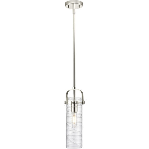 Pilaster II Cylinder 1 Light 5 inch Polished Nickel Pendant Ceiling Light in Deco Swirl Glass