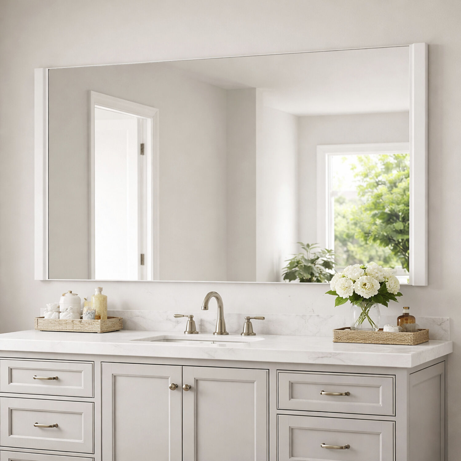 Luminance 60 X 42 inch Polished Chrome LED Wall Mirror