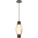 Gem Mandrel LED Flat Bronze Pendant Ceiling Light in 3000K LED, Amber Blown Glass