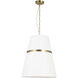 Symphony 3 Light 18 inch Aged Brass with White Pendant Ceiling Light