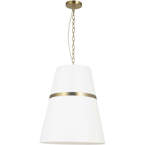 Symphony 3 Light 18 inch Aged Brass with White Pendant Ceiling Light