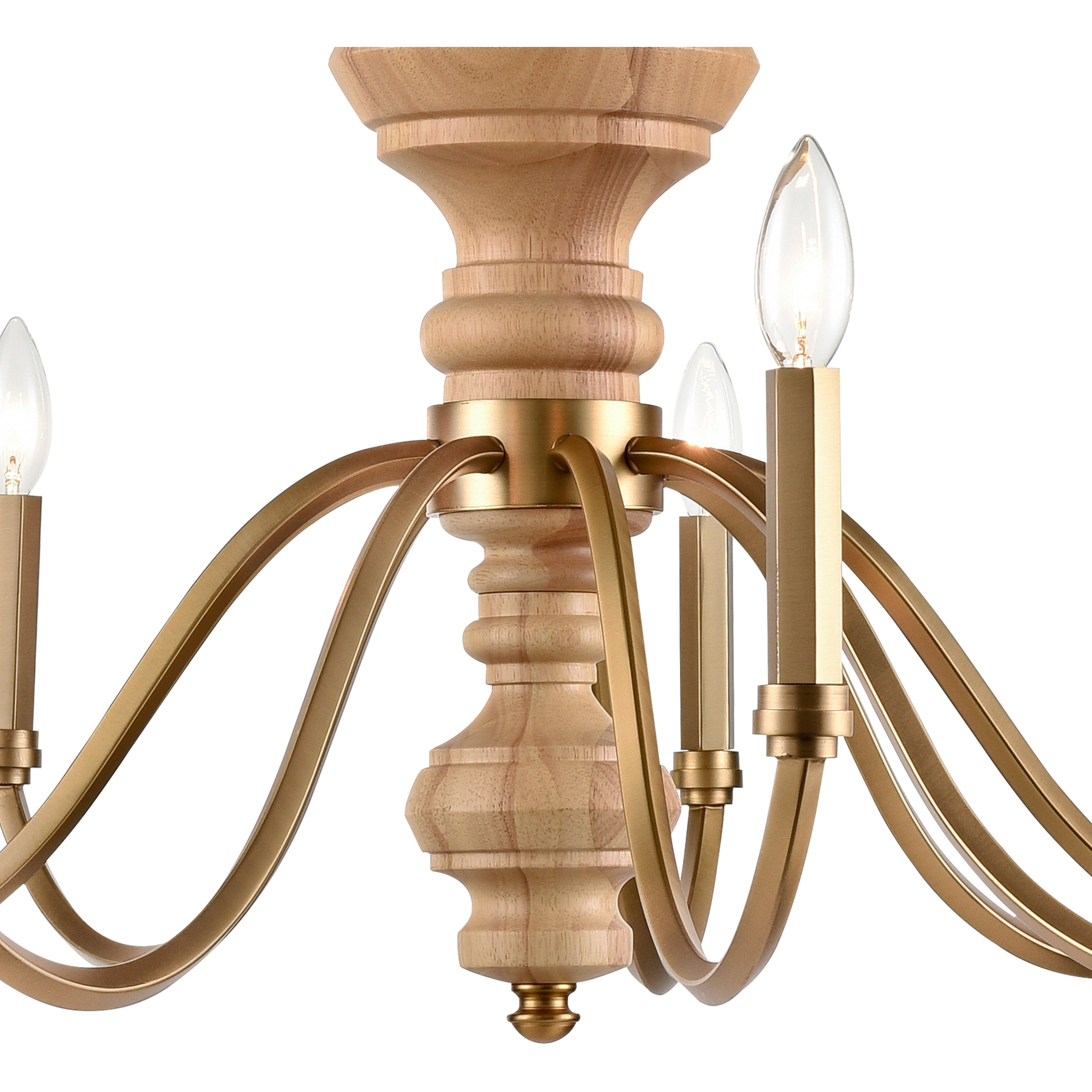 French Country 9 Light 36 inch Natural Brass Chandelier Ceiling Light, Converts to Semi Flush