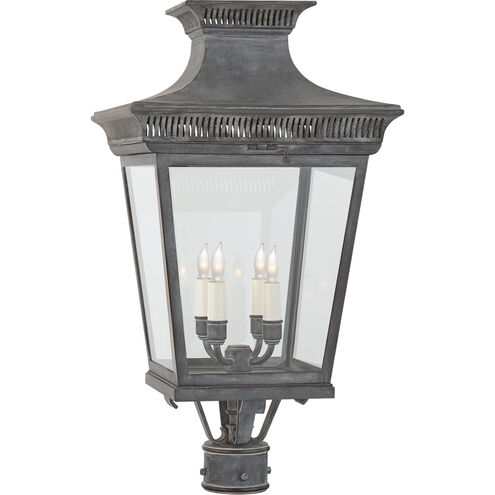 Chapman & Myers Elsinore 4 Light 26.25 inch Weathered Zinc Outdoor Post Lantern, Medium